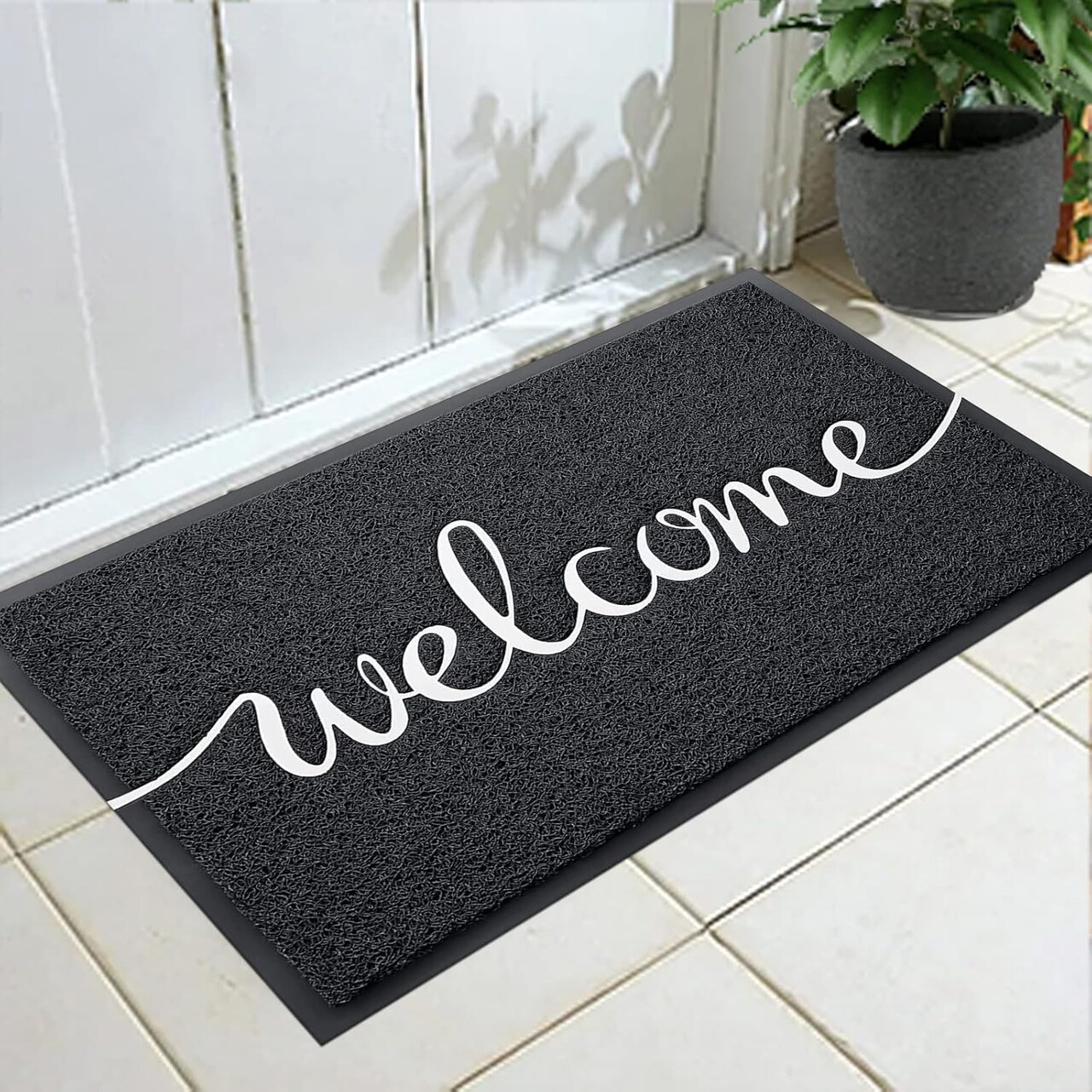 Door mat, Outdoor Indoor Welcome mat, Durable Non-Slip Easy to Clean Front Doormat, Entrance Rectangular Doormat